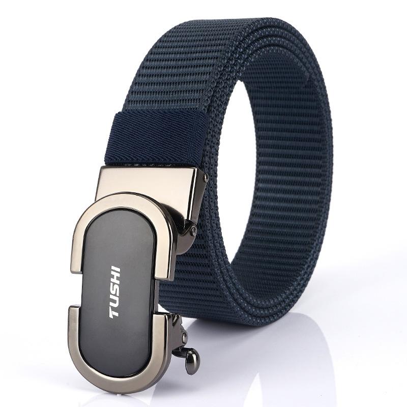 Новый мужской ремень для поездок на работу с автоматической пряжкой из нейлона, универсальный двухслойный толстый ремень для отдыха на природе