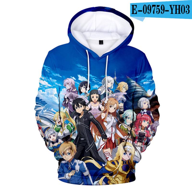 Аниме Sword Art Online 3D Harajuku Толстовка с капюшоном Модный пуловер для мальчиков Осенняя тренировочная толстовка