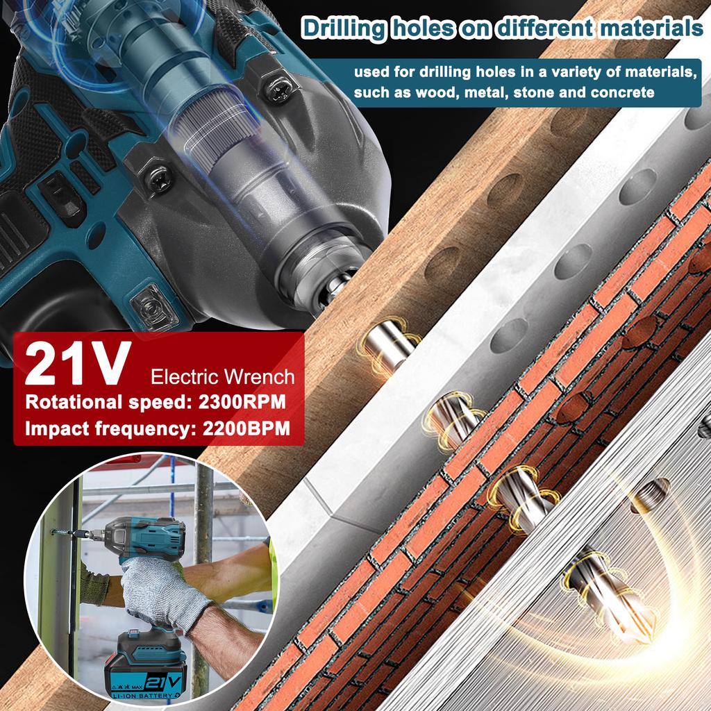 Бытовой электрический ключ 21 В с бесщеточным двигателем и высоким крутящим моментом. Практическое установочное устройство.