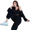 Women's Spring 2025 Three-Piece Tracksuit: Simple Hooded Jacket & Long Pants Set, Long-Sleeved Design