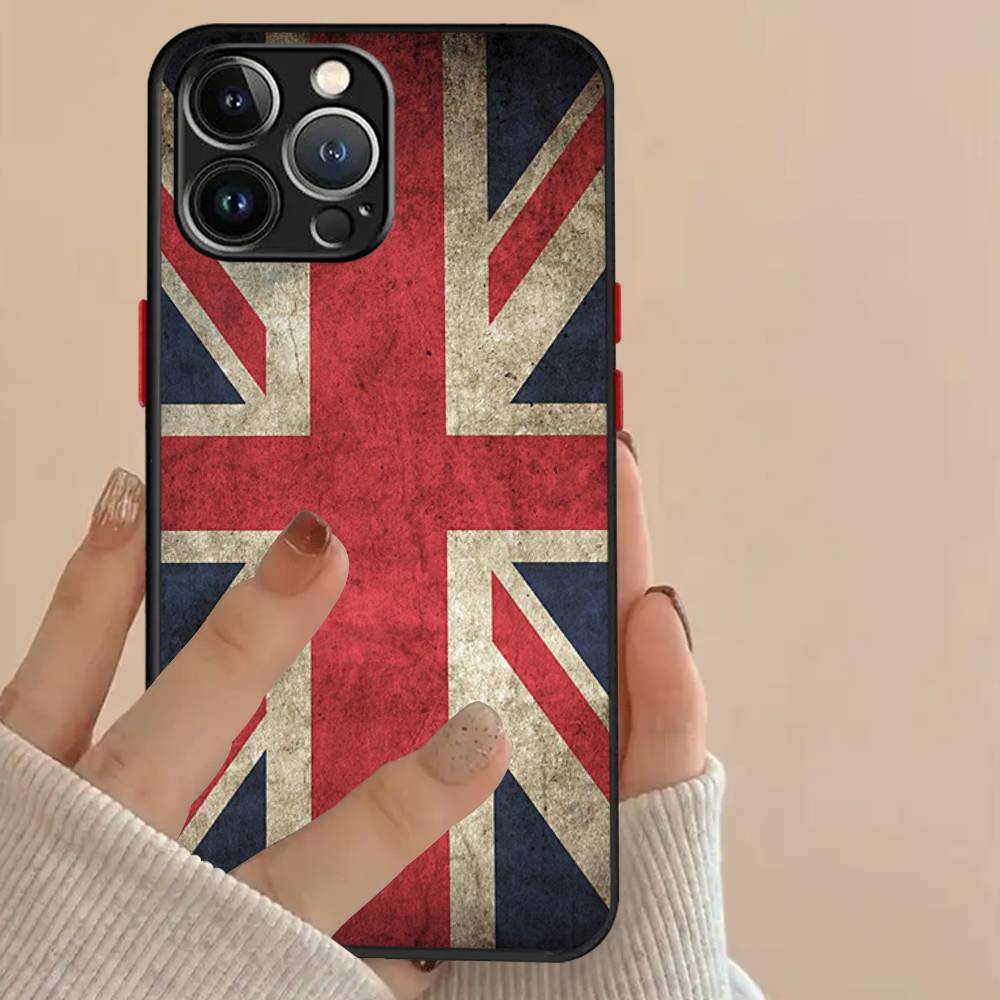 Чехол с флагами США и Великобритании для iPhone X XR XS 11 12 13 14 15 16 pro MAX mini, матовый, противоударный
