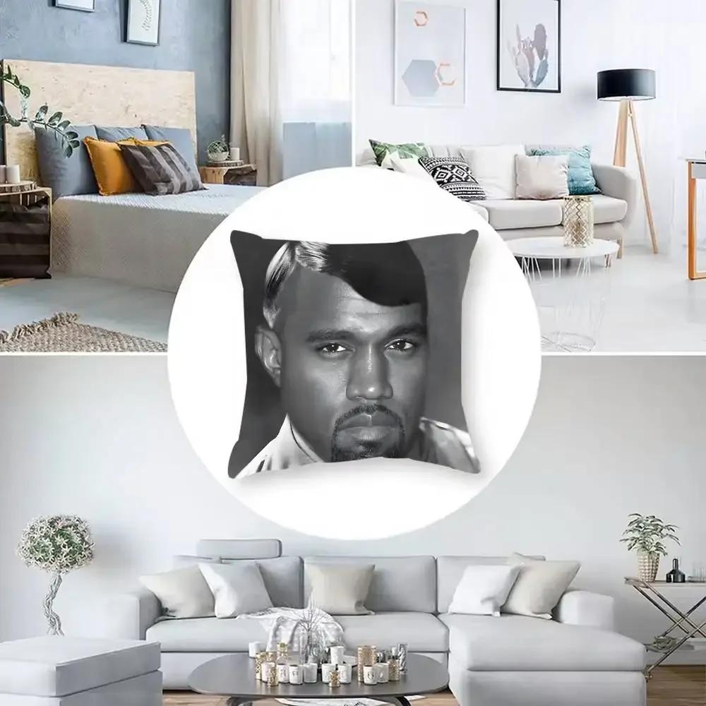 Cool Fun Funny K-Kanyes W-Wests Pillow Case Anti-Dustmite Pillowcase Invisible Zipper Silky Short Plush Sofa Cushion Cover