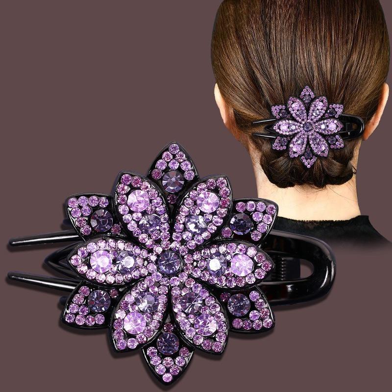 Fashion Flower Large Clip Mom Hair Accessories Hair Clips Simple Rhinestone Diamond Plate Hair Duckbill Clip