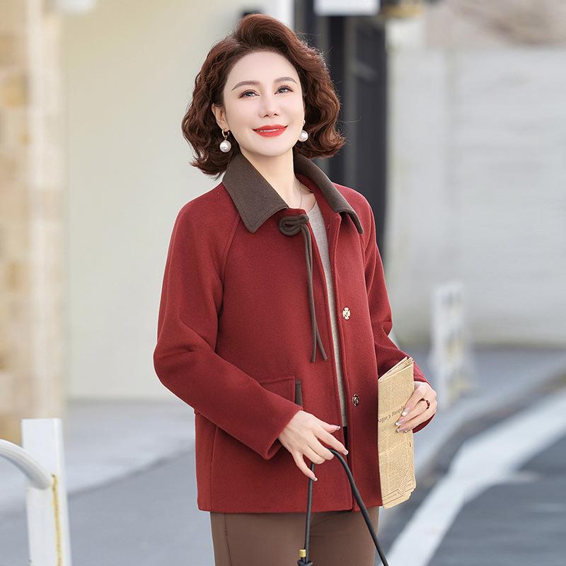 Женские куртки для среднего возраста Весенние и осенние пальто Китайский стиль Лацкан Женские топы