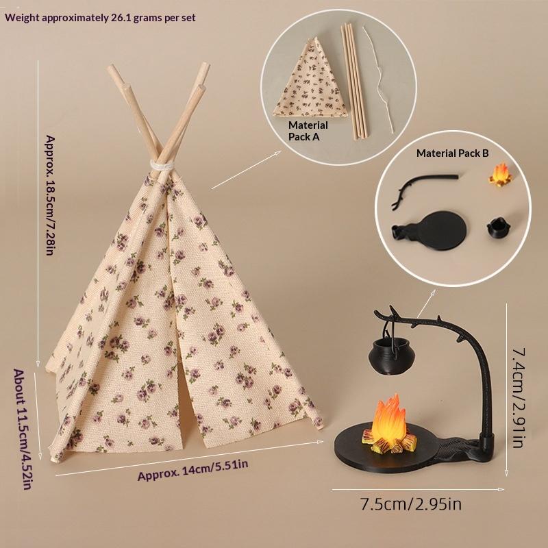 1:12 Miniature Camping Tent Model Simulated Outdoor Tent Dollhouse Scene Decoration Small Toy Accessories