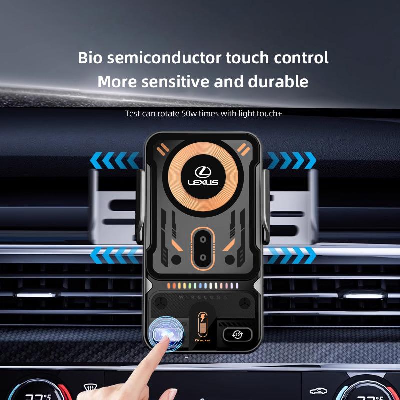 Punk Mechanical Style Phone Holder Car Electric Wireless Charging Board For Lexus F SPORT ES RX NX LS UX LM LX GX LC RZ IS CT GSKR8