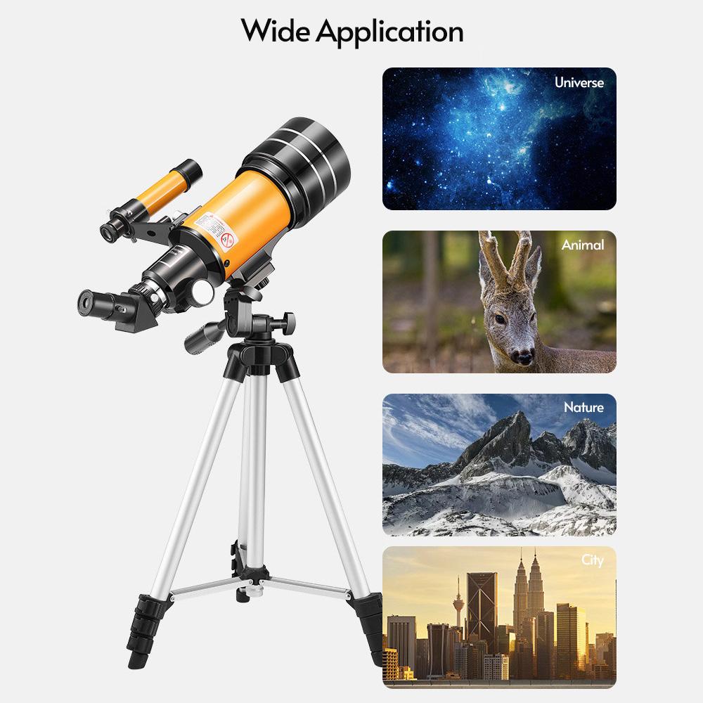 15X-150X 70 мм астрономический преломляющий монокулярный телескоп с большой апертурой и штативом окуляра от пыли