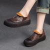 Простые дышащие туфли с отверстиями, женская обувь на плоской платформе из натуральной кожи в стиле ретро на толстой подошве