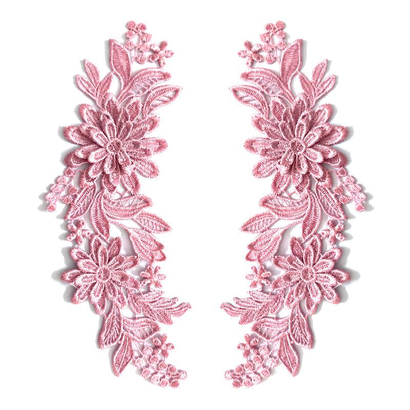 1 пара вышитых нашивок с отделкой 3D цветочная аппликация для одежды сумки кружево цветок DIY полые изысканные значки аксессуары 23X8 см