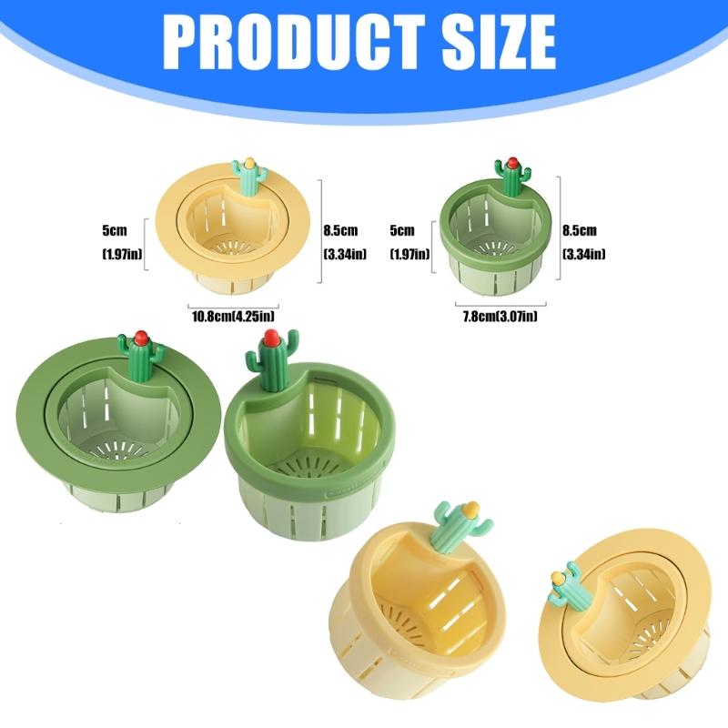 2Pcs Cactus Shaped Press Release Draining Basket Food Waste Catcher Sink Draining Basket Filter Easily to Clean