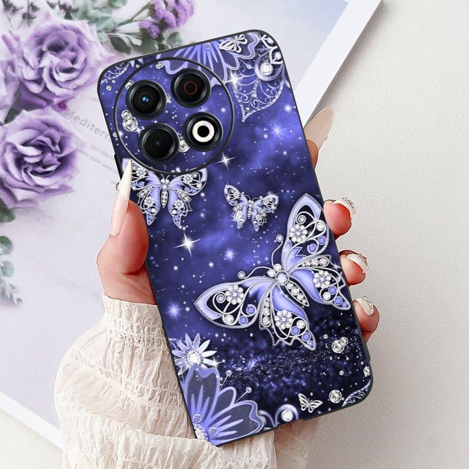 Для Tecno Spark 30 KL6 Чехол Spark 30 Pro KL7 Обложка Модный Цветок Мягкий Черный Силиконовый Чехол для Телефона Для Tecno Spark30 Pro 2024 Чехол