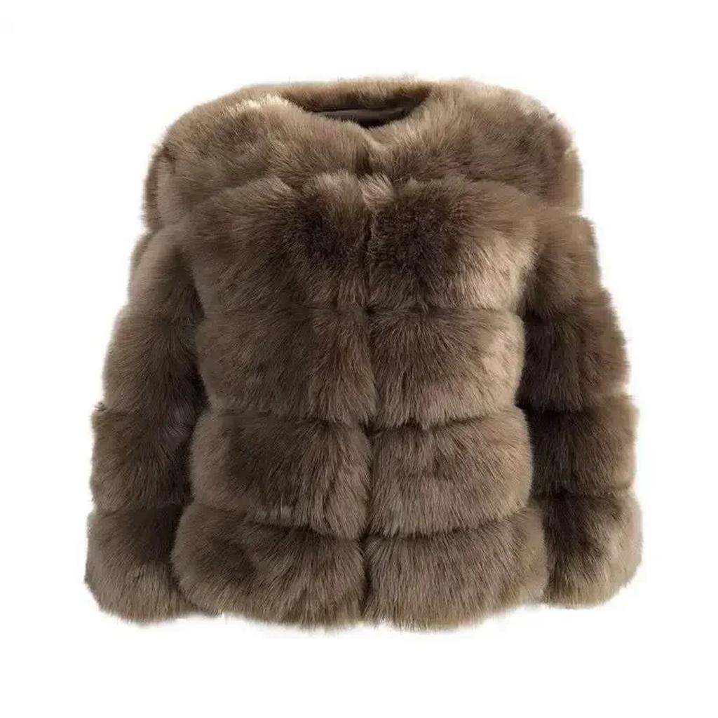 Women Autumn Winter Imitation Fox Fur Faux Fur Coat Women's Short Long Sleeve Fur Artificial Fur Coat