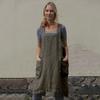 Женский хлопково-льняной фартук-платье длинное свободное платье макси