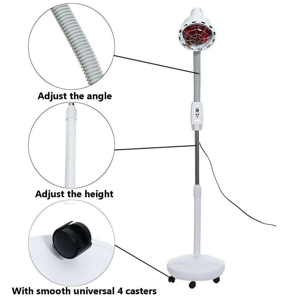 Floor Stand IR Infrared Heating Therapy Lamp Beauty Salon Physiotherapy Light 9 Gears Temperature Folding Design (100-240V)  275W