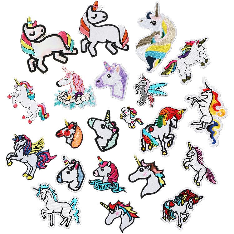 Unicorn Embroidery Cloth Sticker Cartoon Pony Patch Sticker One-Horned Horse Computer Embroidery Sticker Clothes Chapter Label