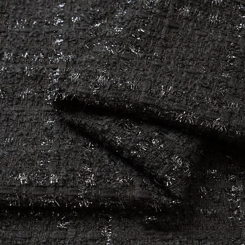 Утолщенная твидовая ткань для жилета, пальто, платья, одежды, DIY шитья, пайеток, шерстяная ткань, черный, белый, красный, синий, на полметра, зима