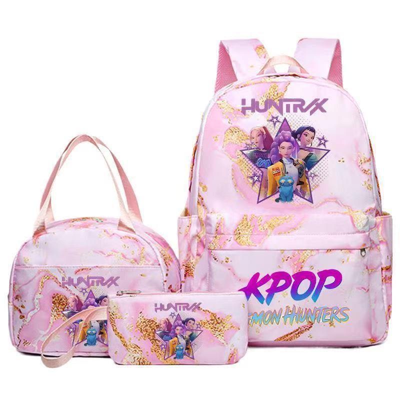 K-Pop Anime Girl Group Themed Backpack Set With Lunch Bag Pencil Case School Kids Oxford Fabric Lightweight Ergonomic Design