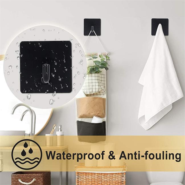 Original Wall Hangers Without Nails Heavy Duty Adhesive Towel Bathrooms Bathroom Mounted Black Metal Hook Hooks