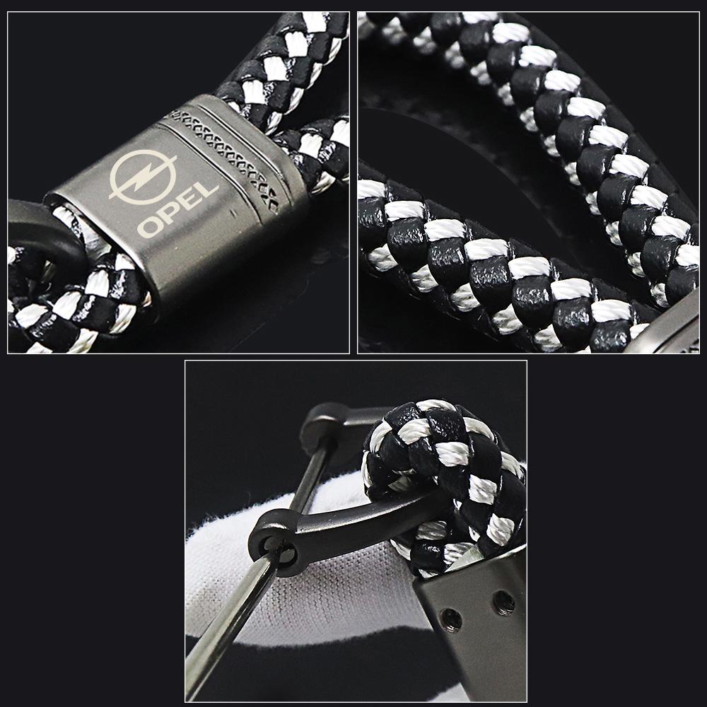 AAAJL1 Leather Rope KeyChain Hand Woven Horseshoe Buckle Key Ring Car Key Rings For opel astra g h j insignia zafira corsa d c vivaro z