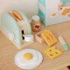 Wooden Toaster Toy Kids Bread Machine Kit Pretend Play Kitchen Toys Set Breakfast Educational Toys Gifts for Girls Boys