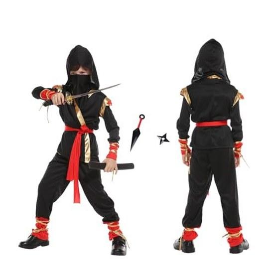 HASAKI Ninja Costume Kids Halloween Set Boys Girls Cosplay (Suitable Ages 5 12) Fighter Stage Plays Performances