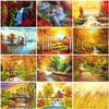 Tree Landscape DIY 5D Diamond Painting Cross Stitch Full Round Resin Autumn Scenery Fall Diamond Embroidery Rhinestones Wall Art