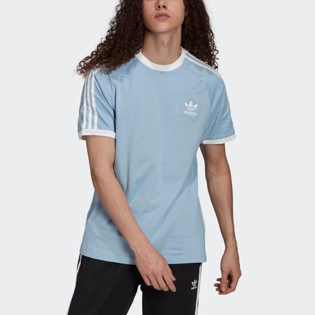 Adidas Originals Clover Striped 3-Stripes Casual Crew Neck Tee V3 Men Tops Light-Blue H37759