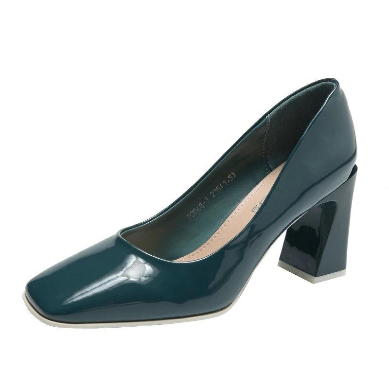 Модные повседневные и универсальные женские туфли с квадратным носком 2024 года, новые модные женские туфли-лодочки с неглубоким носком, элегантные и простые туфли на квадратном каблуке