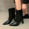 Остроносые женские ботильоны из кожи, элегантные на высоком каблуке, модная зимняя обувь 2025 года, дизайнерские туфли-лодочки в готическом стиле Chelsea Botas Mujer
