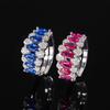 Jewelry Copper Bottom Gold-Plated Simulation Blue Spinel Treasure Red Corundum Ring Retro Wind Diamond Ring