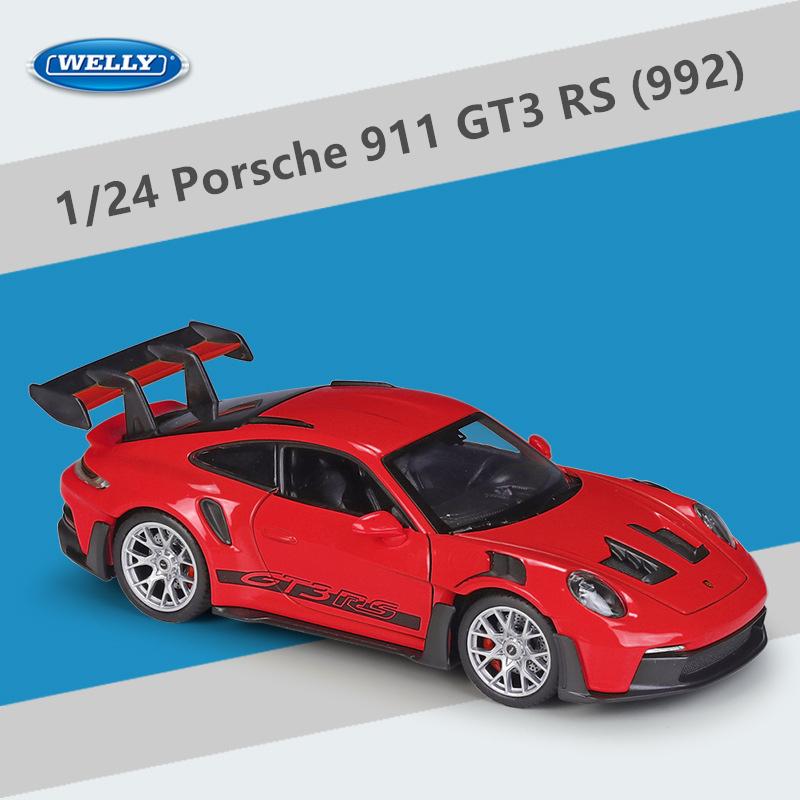 Welly 1/24 Porsche 911 GT3 RS 992 Alloy Sports Car Model Diecast Metal Track Racing Vehicle Car Model Simulation Collection Gift