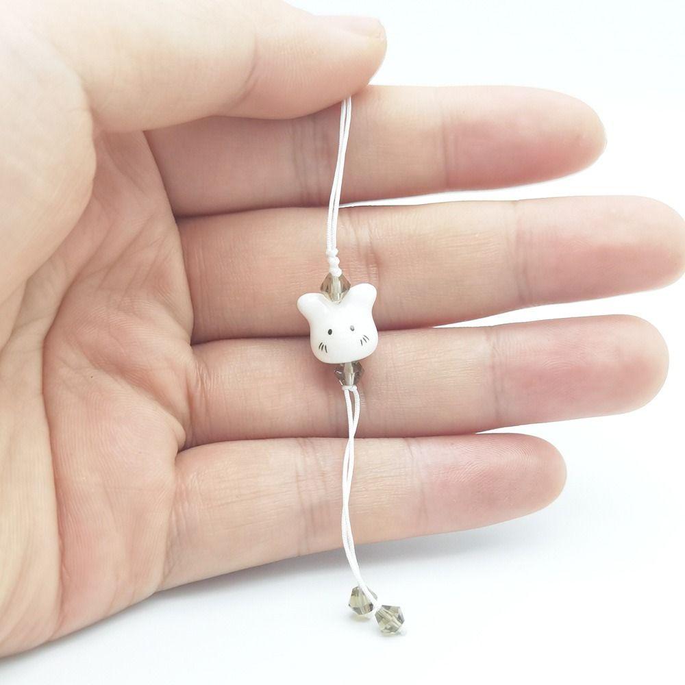 Ceramic Phone Keychain Hanging Rope Phone Charm Strap Delicate Bunny Pendant  Women Girls