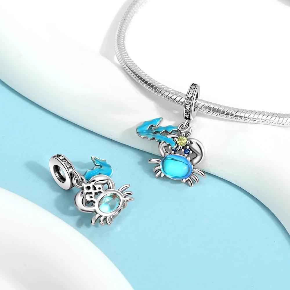 Copper Crabs Ocean Series Blue Turtle Starfish Shell Fit Original Bracelet Charms For Women Diy Fine Jewelry Gifts