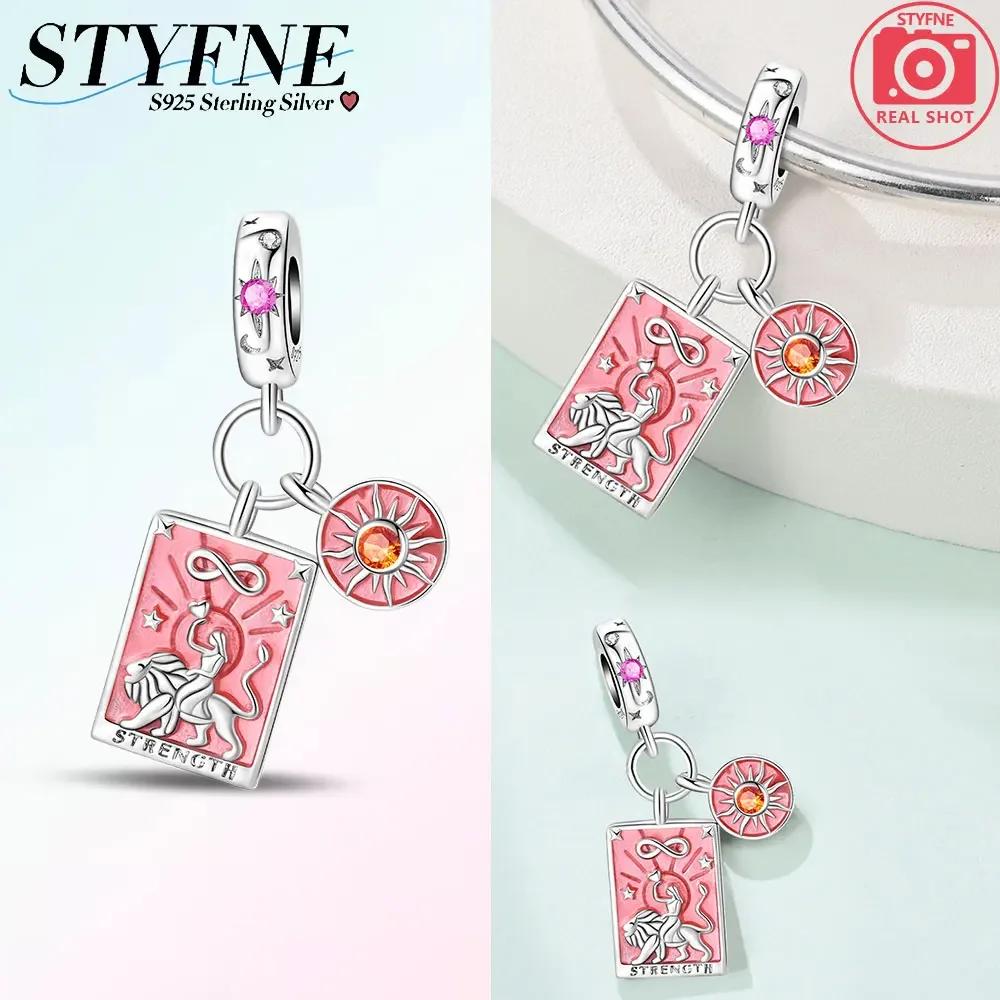 Pink Tarot Card Pendant Bead Component Stars Moon Sun Authentic Original Copper Metal Charm Bead Components Bead Components Compatible With Bracelet