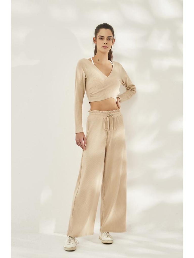 Женский быстросохнущий топ с V-образным вырезом и длинными рукавами для йоги и бега