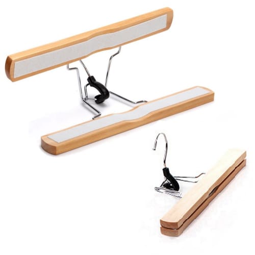 LOHAS Home Wooden Trouser Hangers, Non-Staining, for Skirts and Pants, Natural Color, and Wig Hangers, Set of 5