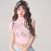 Женские топы Y2K с принтом, футболки для женщин, сексуальные футболки, дизайн для контроля живота, модные женские футболки, топы с мультяшными буквами, футболки с коротким рукавом, повседневные футболки