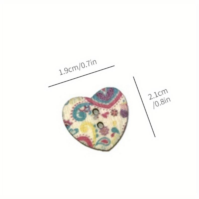 50pcs Multicolor Heart Shape 2 Holes Wood Sewing Buttons Scrapbooking Bouton Random style