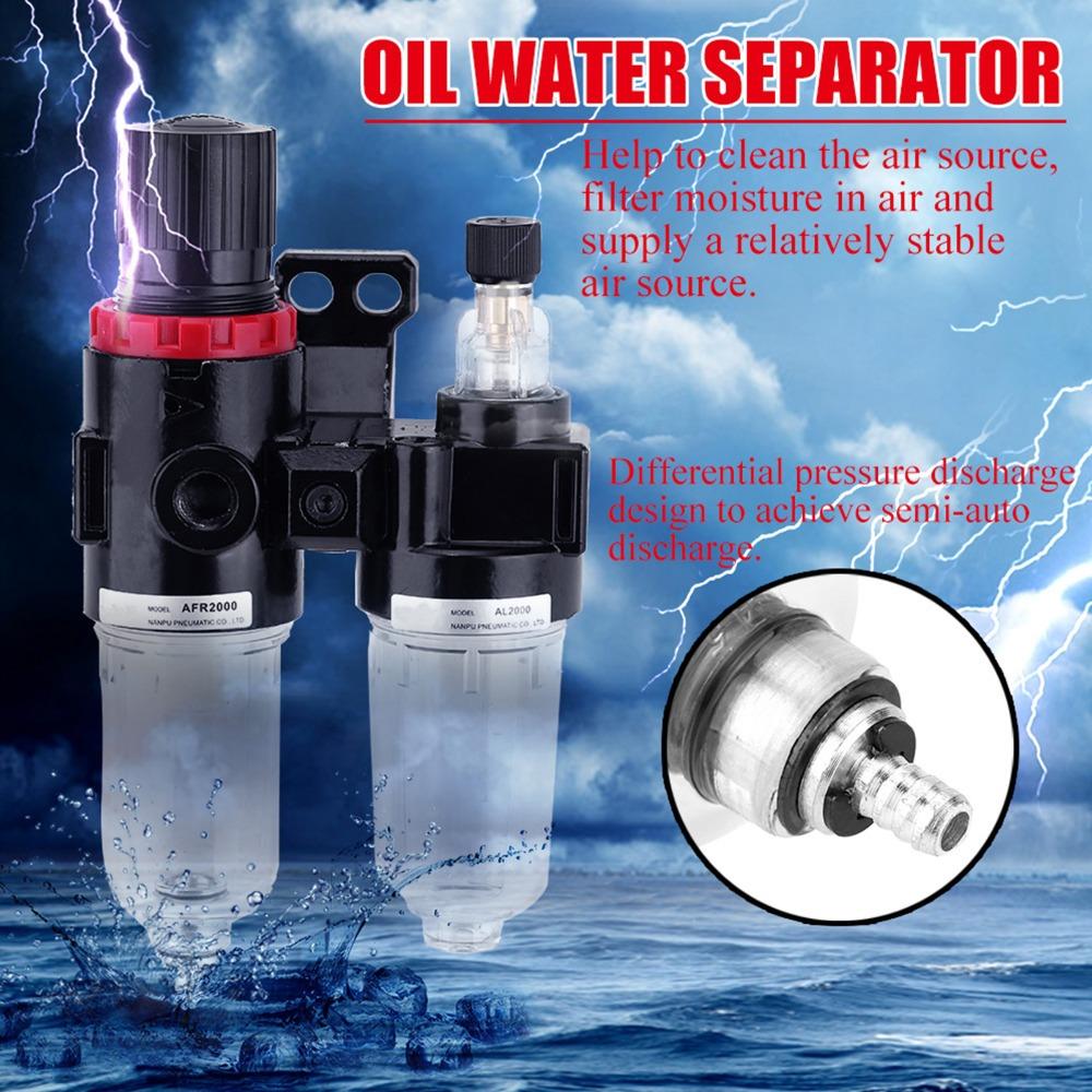 Black Air Filter Regulator Lubricator Semi-Auto Drain Valve Pneumatic Regulator Lubricator