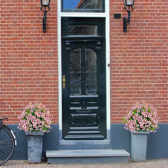 Искусственное топиарное шаровидное дерево с фиолетовыми цветами для улицы, искусственные кустарники с грунтовым колышком, устойчивые к УФ-лучам, искусственные кусты для украшения переднего крыльца, сада, кашпо