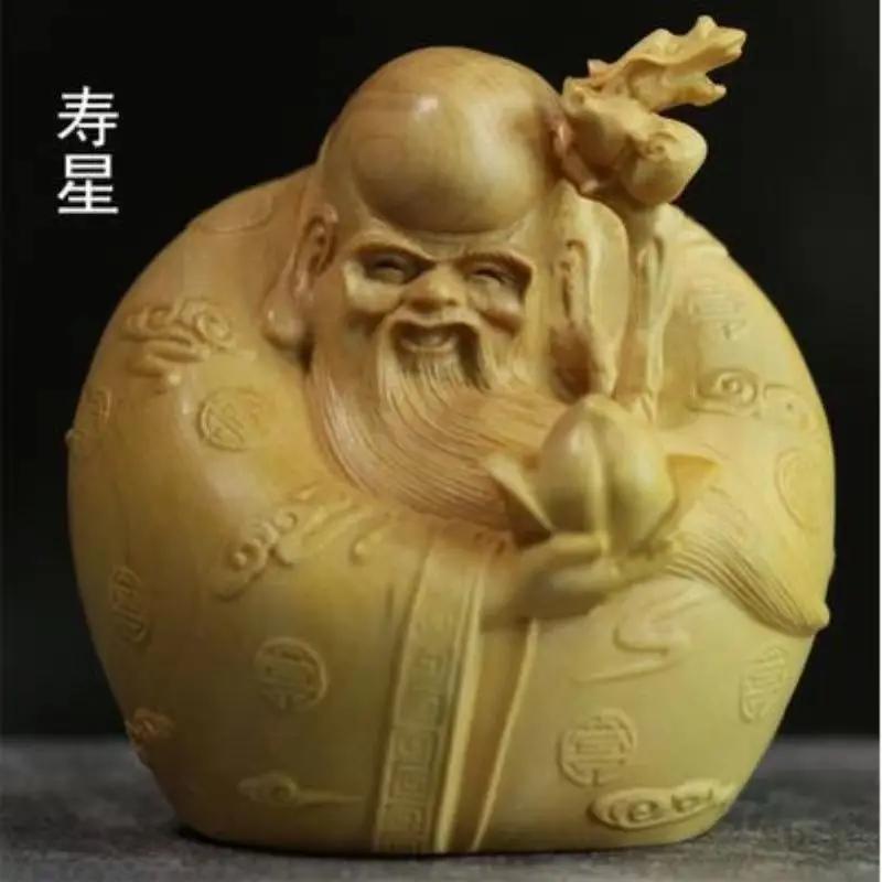 1 шт., резьба по дереву из скального кипариса, украшения, ремесла, украшения для дома, молитва о благоприятных подарках, статуэтка в китайском стиле
