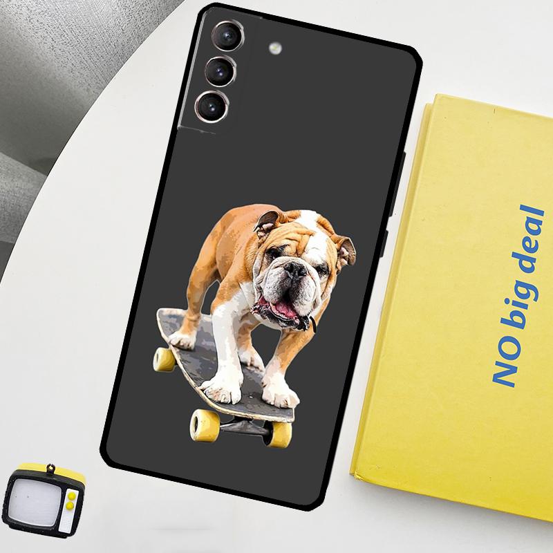 Чехол British Bulldog для Samsung Galaxy S23 Ultra S22 S21 S20 FE Note 20 Ultra S8 S9 S10 Note 10 Plus