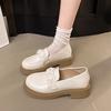 Round Head Platform Loafer Single Shoes Women's College Style Jk Small Leather Shoes Versatile British 2025 New One-pedal Trendy Single Shoes