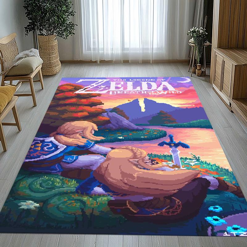 Retro Z-Zelda Cartoon Link Games Living Room Non-Slip Area Rug Soft Carpet for Bedroom Kids Playroom Sofa,Home Decor Doormat