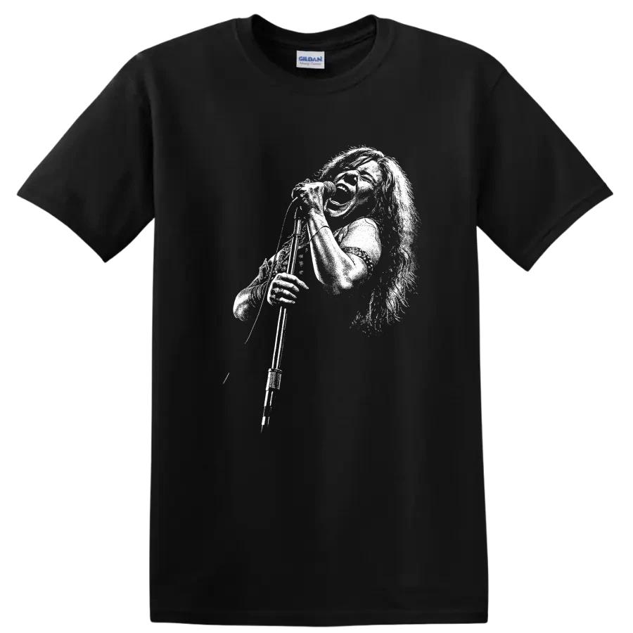 Janis Joplin T Shirt Rock Legend Singer Microphone Portrait Music Tee Gift Top