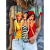 Летняя женская футболка с круглым вырезом, уличная мода, повседневная, с короткими рукавами, с 3D мультяшным принтом, оверсайз, женская одежда