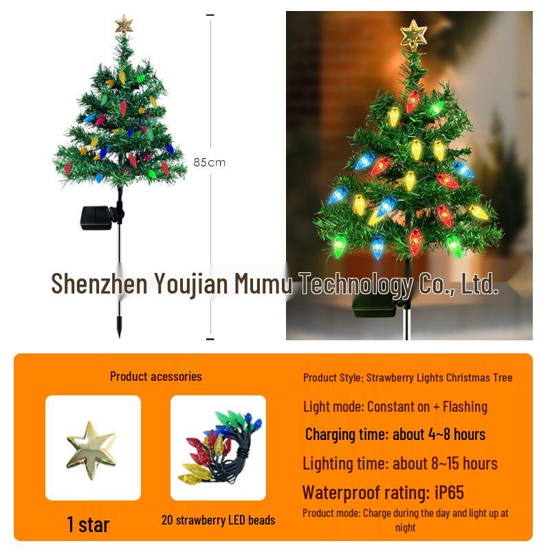 Уличные рождественские гирлянды на солнечной батарее - Водонепроницаемый праздничный декор для сада, газона и двора