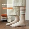 Женские осенне-зимние вельветовые утолщенные теплые носки с четырьмя полосками до колена из шерстяного ворса