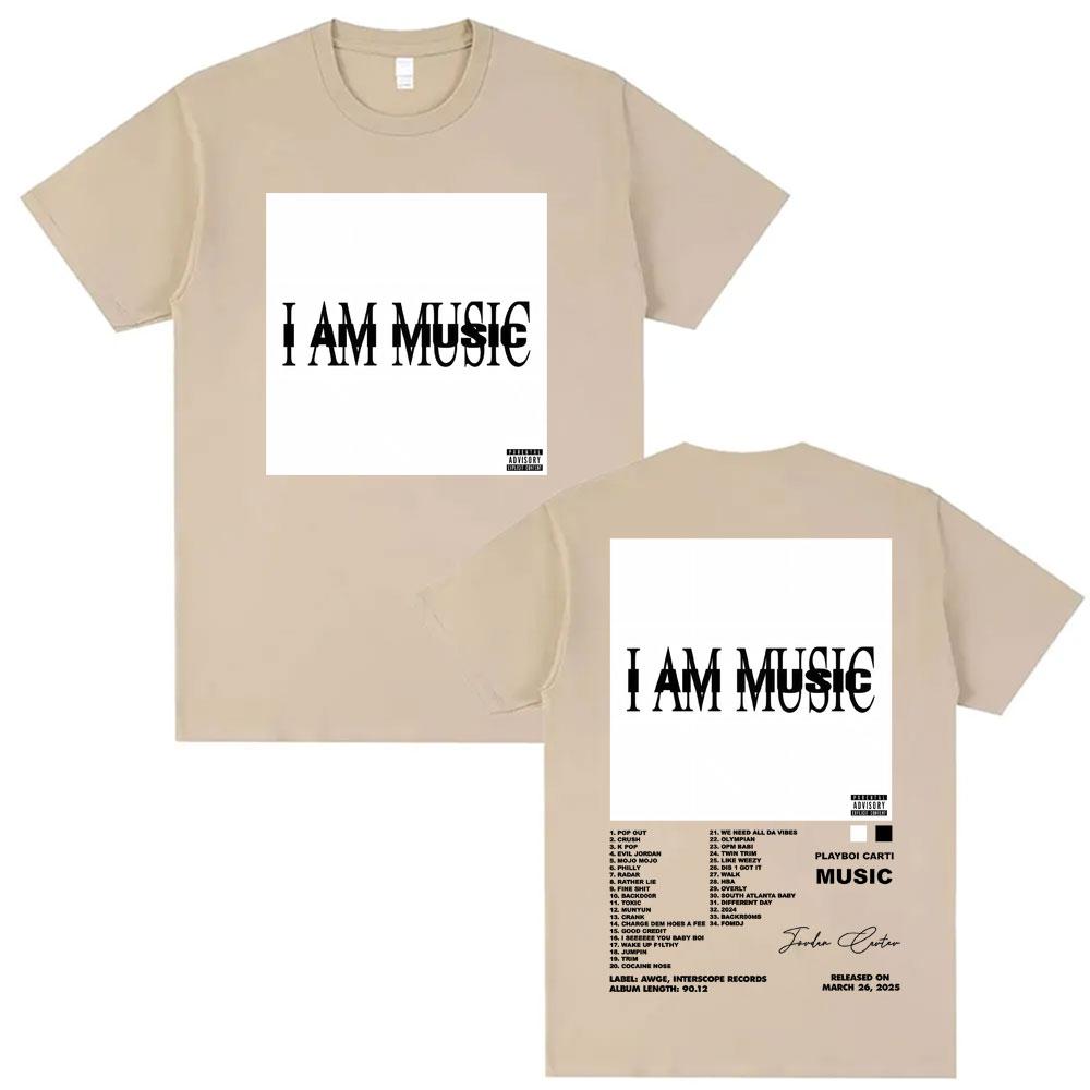 Rapper Playboi Carti I AM MUSIC Album Cover Tshirt Mens Clothing Fashion Summer Shirts Man Casual ONeck Short Sleeve T Shirt