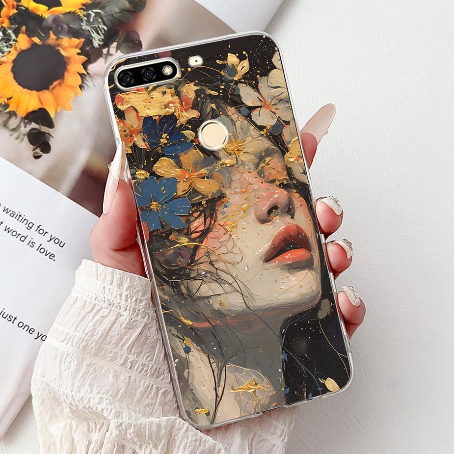 Чехол для Huawei Y7 Prime 2018 Nova2 Lite Роскошный Расписной Чехол Мягкий Тонкий Чехол для Телефона Для Huawei Y7 Pro 2018 Y72018 Задняя Крышка Сумки